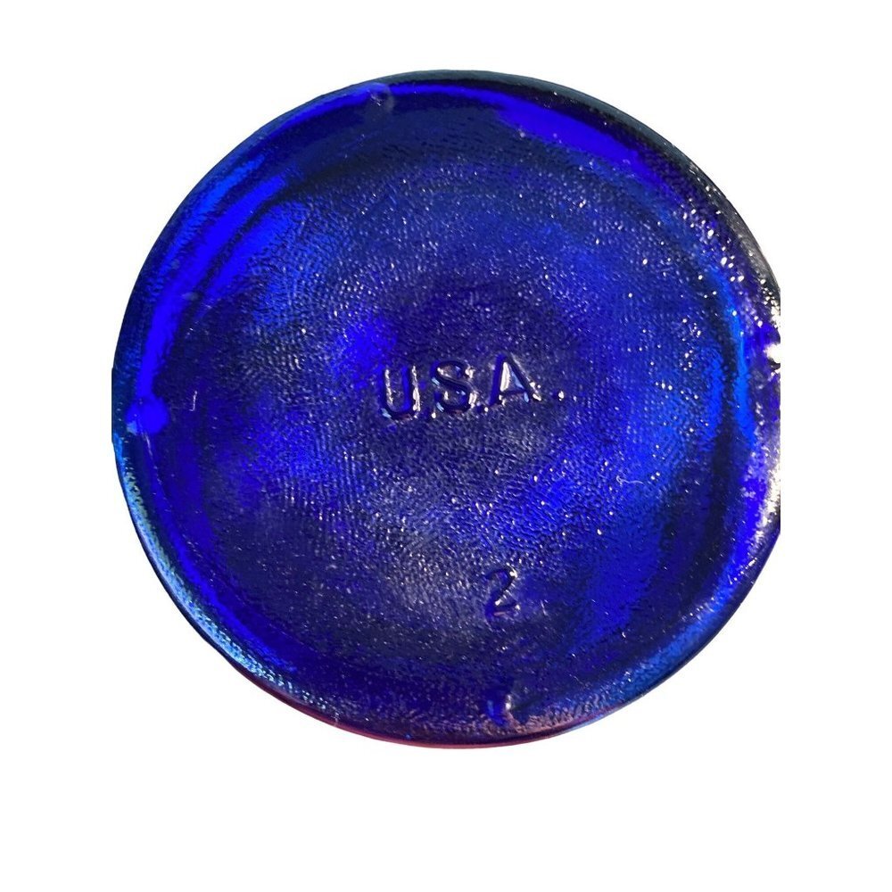 ANTIQUE 1930'S COBALT BLUE RIPPLE DOUBLE BUBBLE VASE - Picture 6 of 7